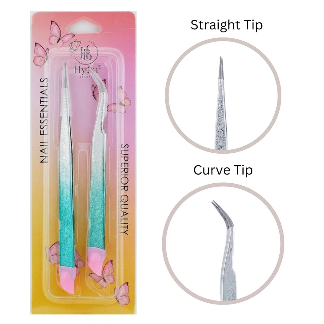 HyBa Tweezers Glitter Blue &amp; Silver - 2PK