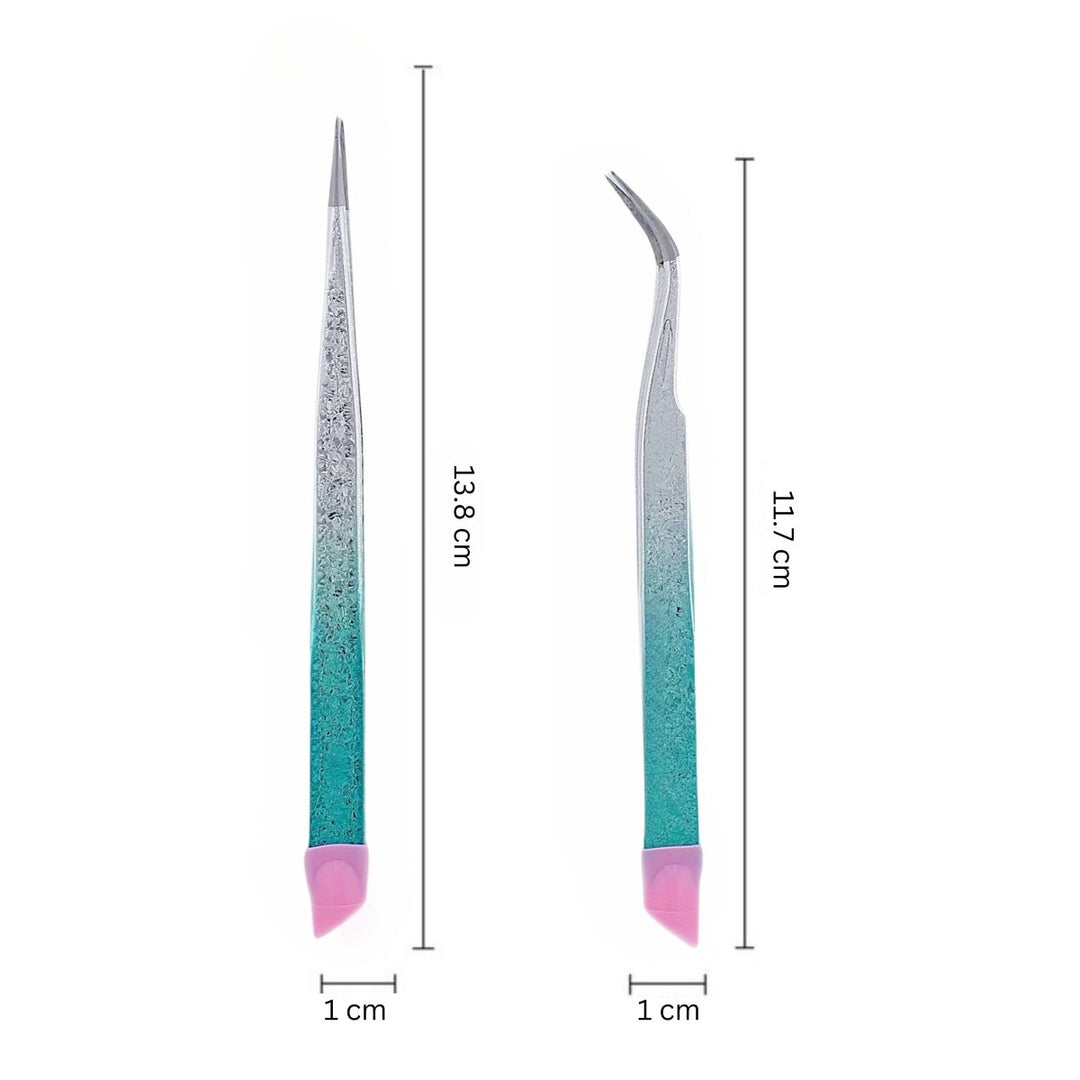 HyBa Tweezers Glitter Blue &amp; Silver - 2PK