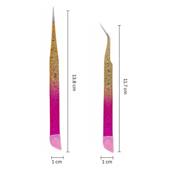 HyBa Tweezers Glitter Pink &amp; Gold - 2PK