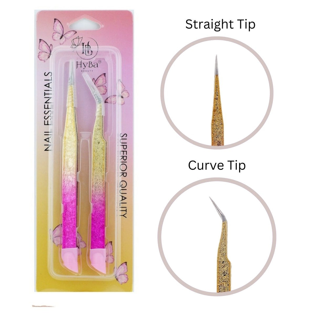 HyBa Tweezers Glitter Pink &amp; Gold - 2PK