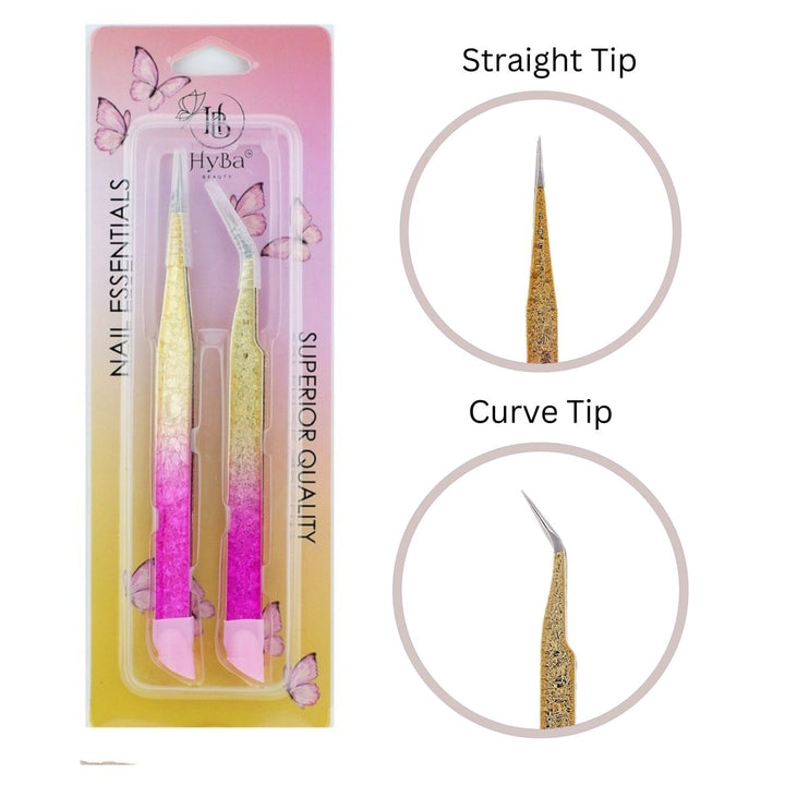 HyBa Tweezers Glitter Pink &amp; Gold - 2PK