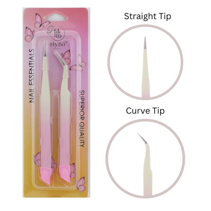 HyBa Tweezers Pink &amp; White - 2 PACK