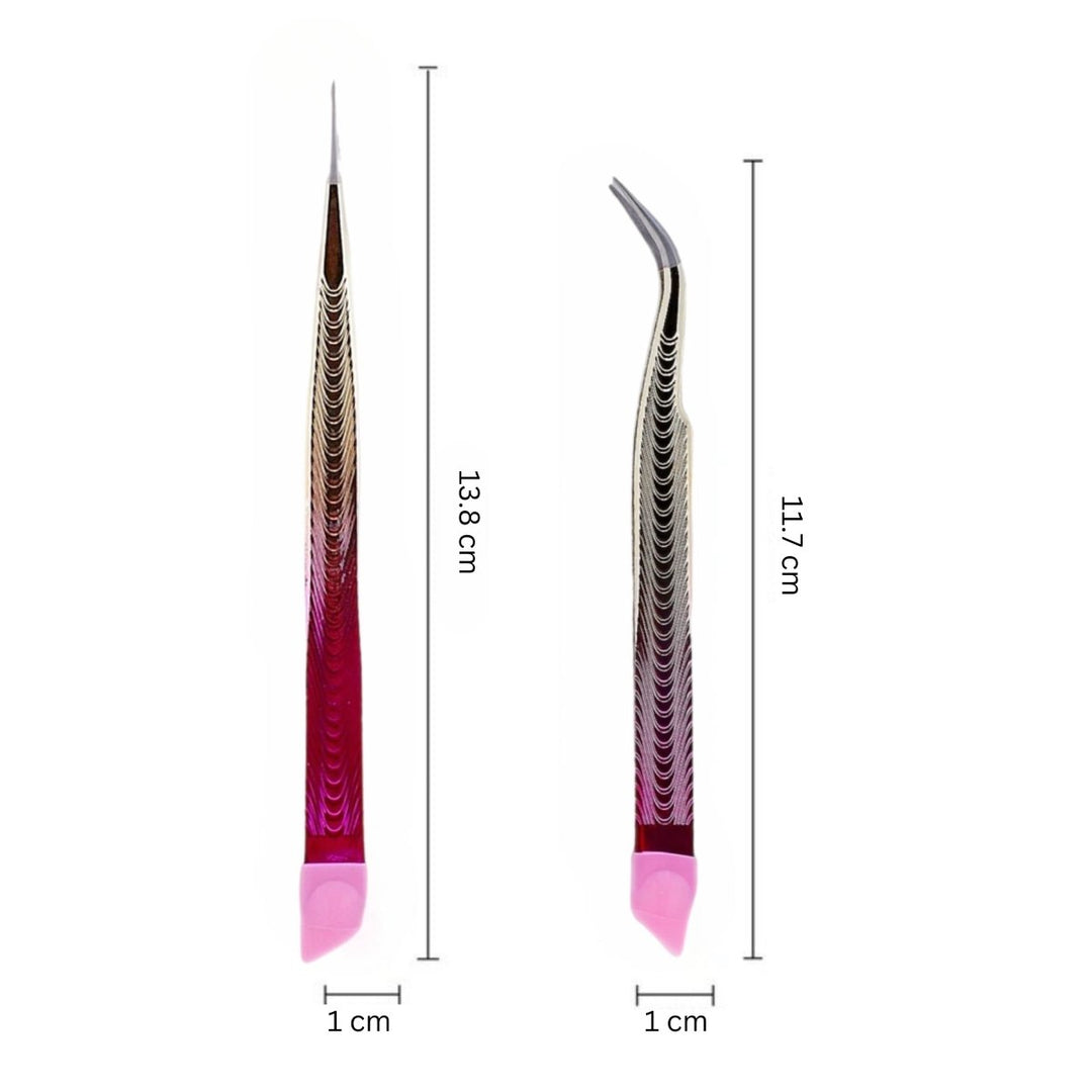 HyBa Tweezers Shiny Pink &amp; Gold - 2PK