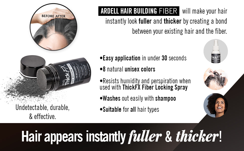 ARDELL - Thick FX Grey Hair Building Fiber for Fuller Hair Instantly, 0.42 oz