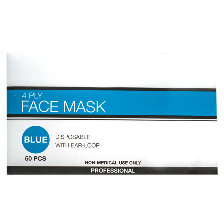 DISPOSABLE Face Masks 4-PLY Box 50 Masks Blue