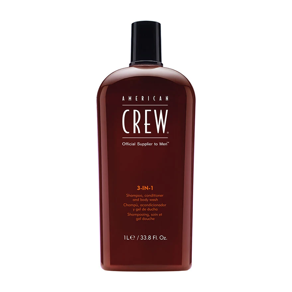 This is an image of American Crew - 3 in 1 Shampoo, Conditioner, and Body Wash