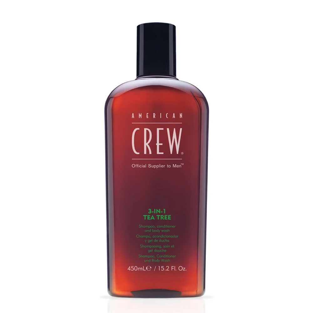 This is an image of American Crew - 3 in 1 Tea Tree Shampoo 15.2 oz 