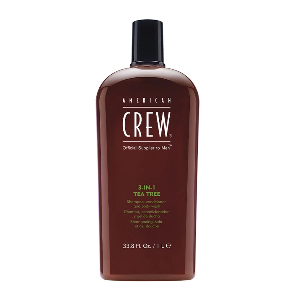 This is an image of American Crew - 3 in 1 Tea Tree Shampoo 33.8 oz
