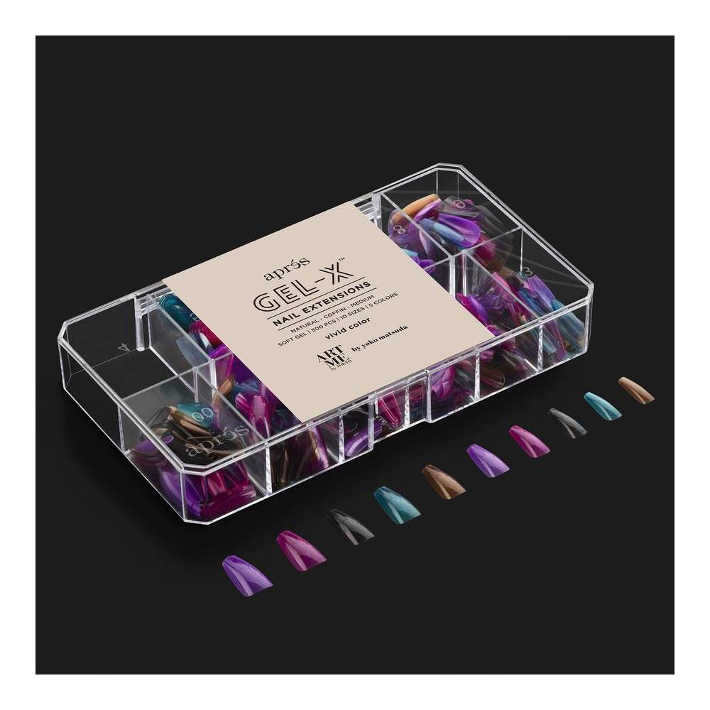 APRES x ArtMe / Gel-X Tips Box Vivid Color - Natural Coffin Medium