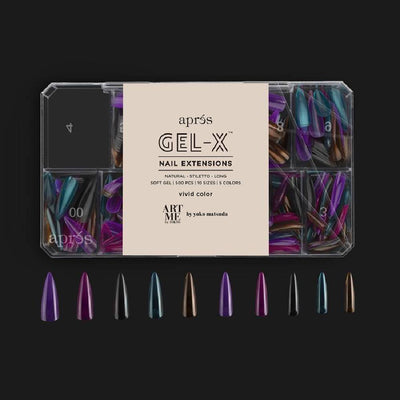 APRES x ArtMe / Gel-X Tips Box Vivid Color - Natural Stiletto Long