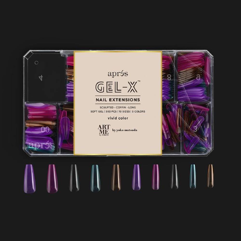 APRES x ArtMe / Gel-X Tips Box Vivid Color - Sculpted Coffin Long