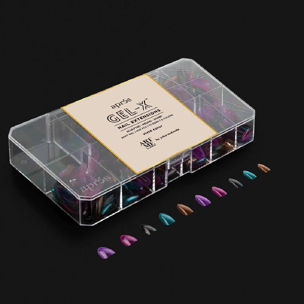 APRES x ArtMe / Gel-X Tips Box Vivid Color - Sculpted Round Short