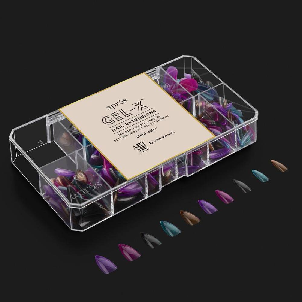 APRES x ArtMe / Gel-X Tips Box Vivid Color - Sculpted Stiletto Medium