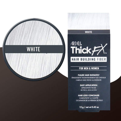 This is an image of Ardell Thick FX White Hair Building Fiber for Fuller Hair Instantly, 0.42 oz