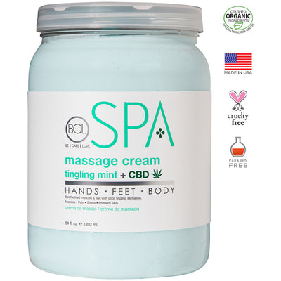 BCL SPA - Tingle Mint + CBD Massage Cream 64 fl oz