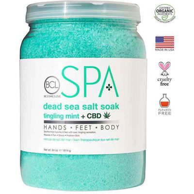 BCL SPA - Tingling Mint + CBD Dead Sea Salt Soak 64 oz