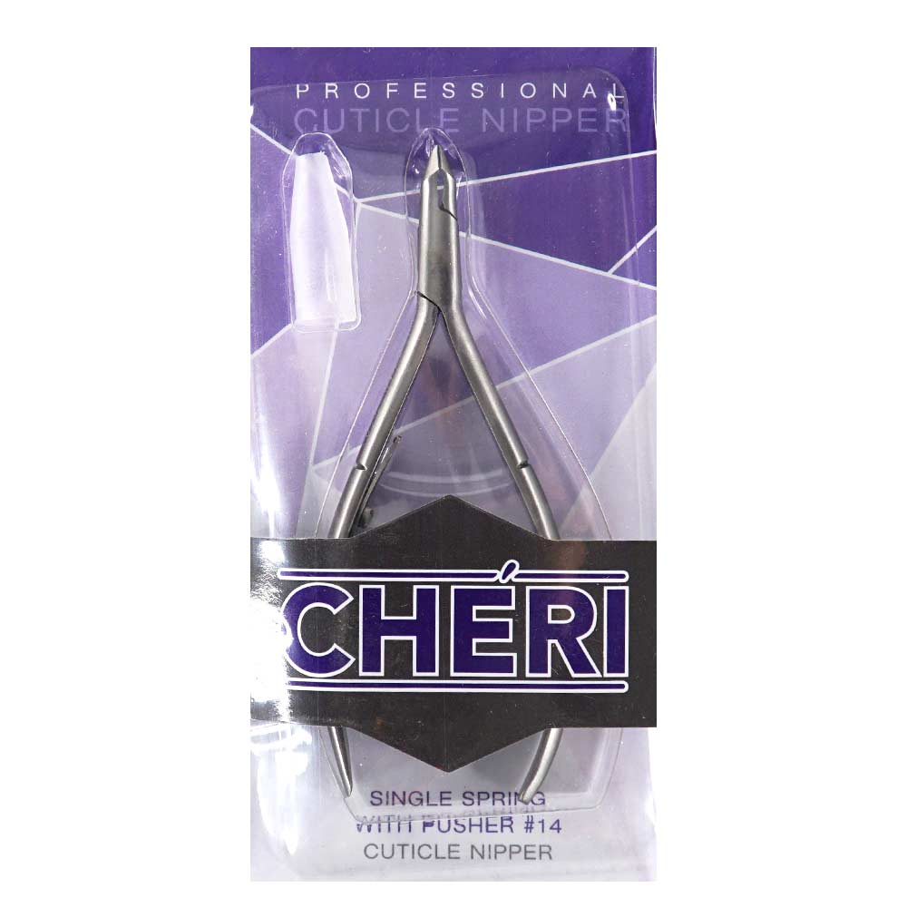 CHERI Cuticle Nipper - Single Spring Jaw 14 w/ Pusher