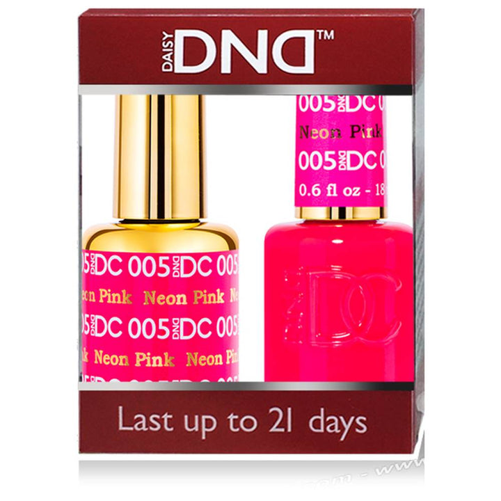 DND / DC Gel Nail Polish Matching Duo - 005 Neon Pink