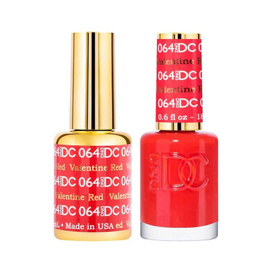 DND / DC Gel Nail Polish Matching Duo - 064 Valentine Red
