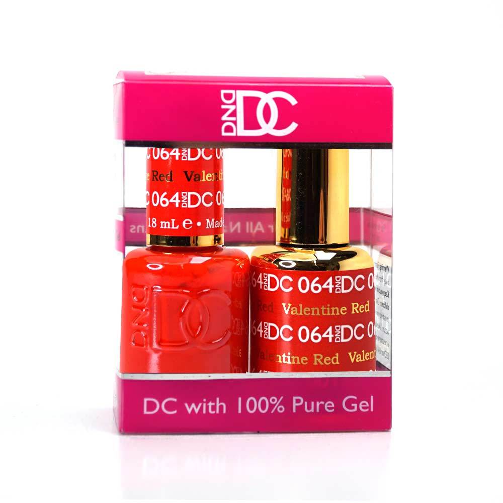 DND / DC Gel Nail Polish Matching Duo - 064 Valentine Red