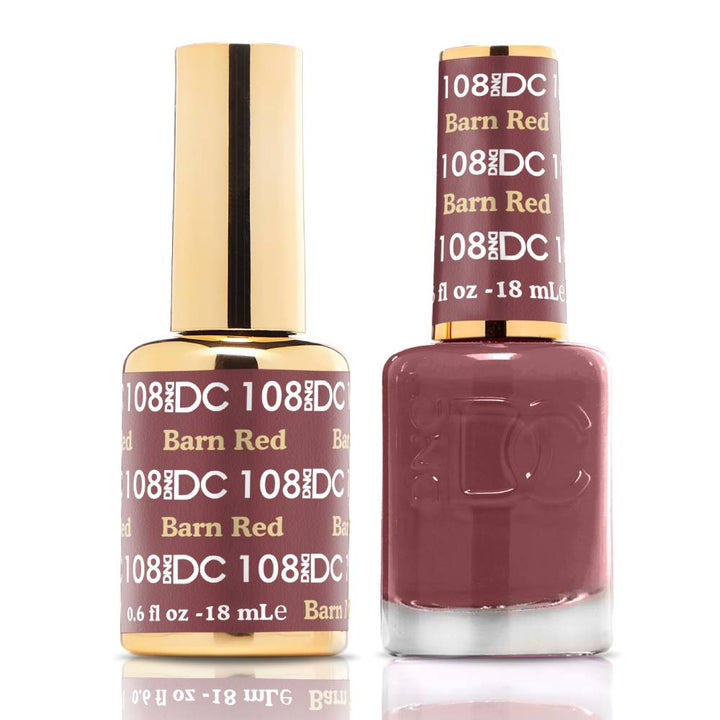 DND / DC Gel Nail Polish Matching Duo - 108 Barn Red
