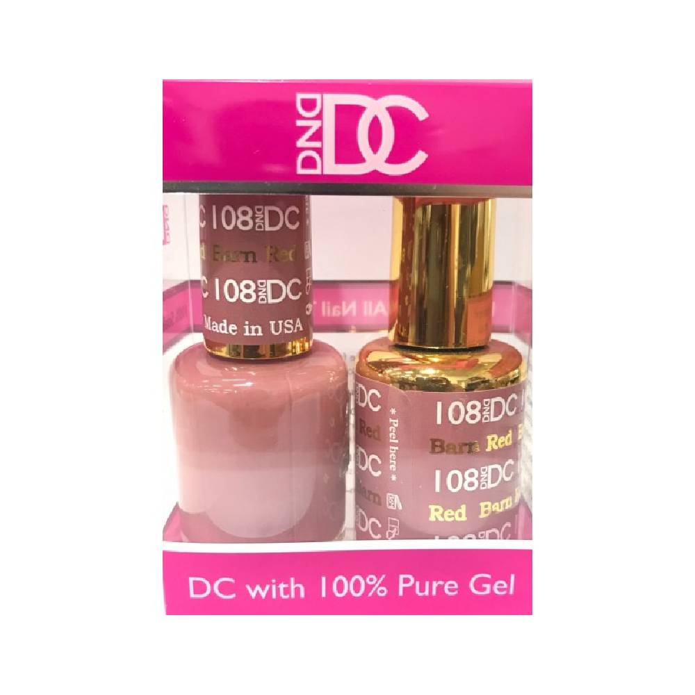 DND / DC Gel Nail Polish Matching Duo - 108 Barn Red