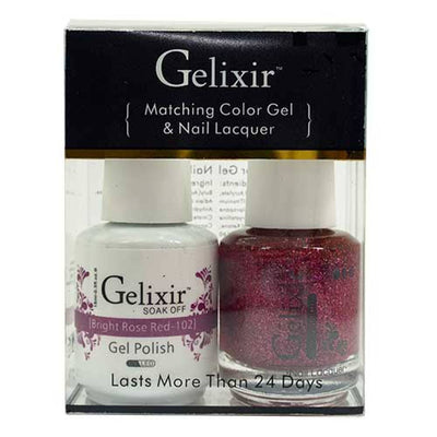 GELIXIR / Gel Nail Polish Matching Duo - 102 Bright Rose Red