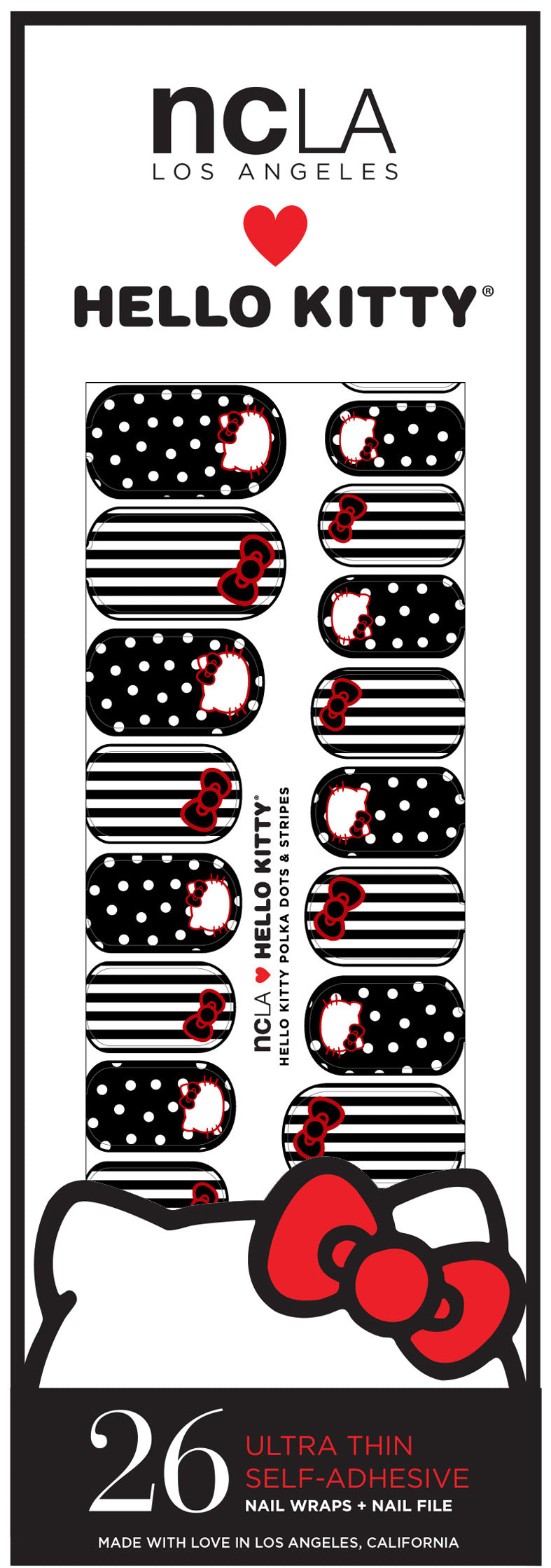 NCLA Hello Kitty Nail Wraps - Polka Dots & Stripes