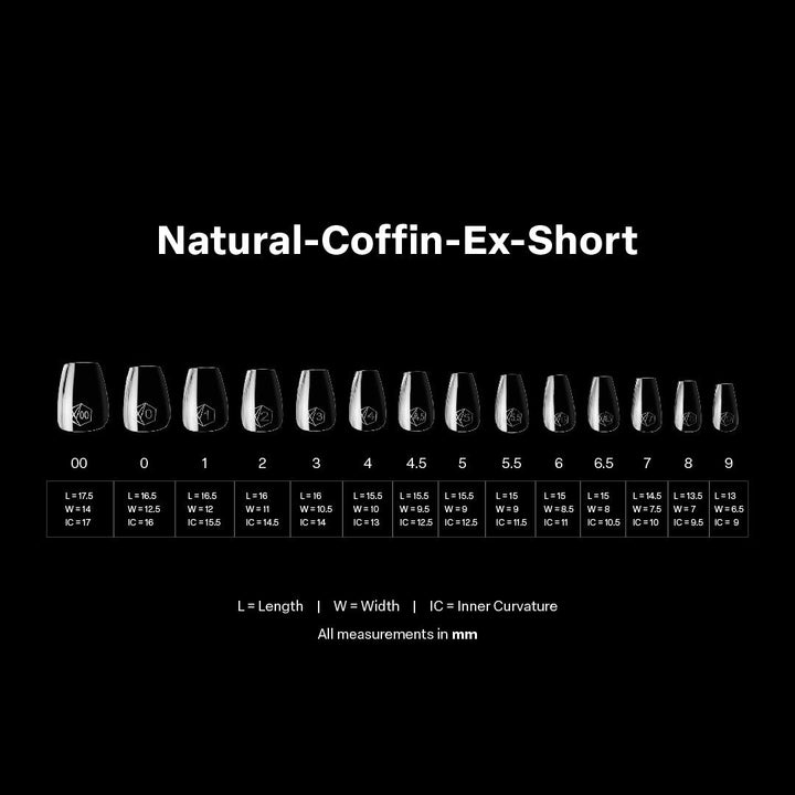 APRES - Gel-X Natural Coffin Extra Short 2.0 Box of Tips 14 sizes
