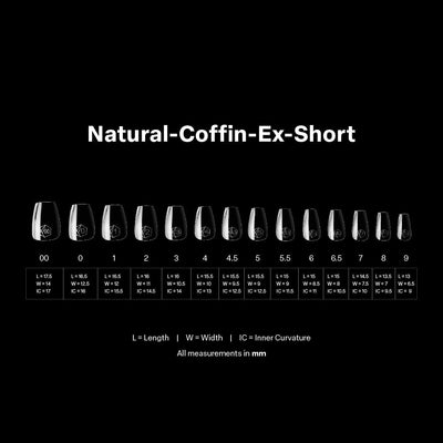 APRES - Gel-X Natural Coffin Extra Short 2.0 Box of Tips 14 sizes