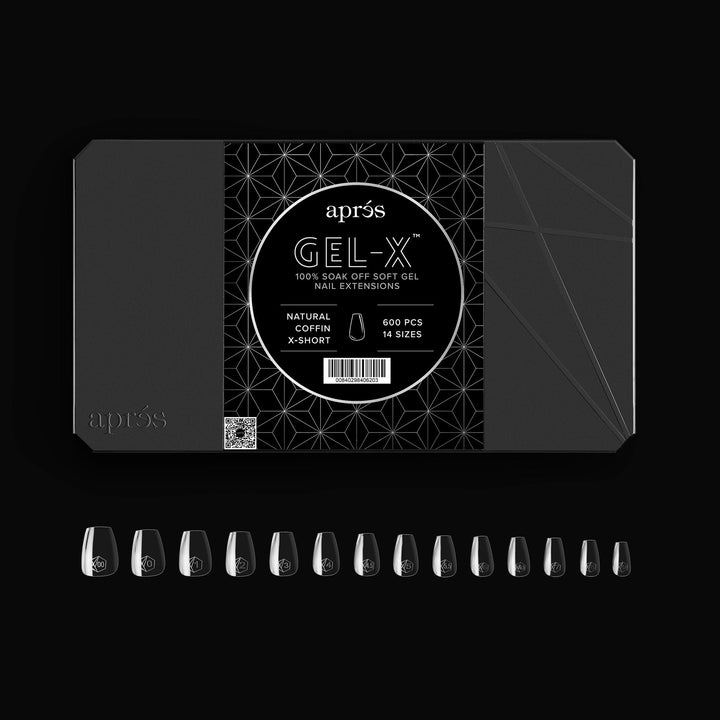 APRES - Gel-X Natural Coffin Extra Short 2.0 Box of Tips 14 sizes