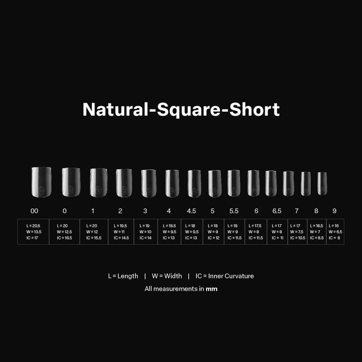 APRES - Gel-X Natural Square Short 2.0 Box of Tips 14 sizes