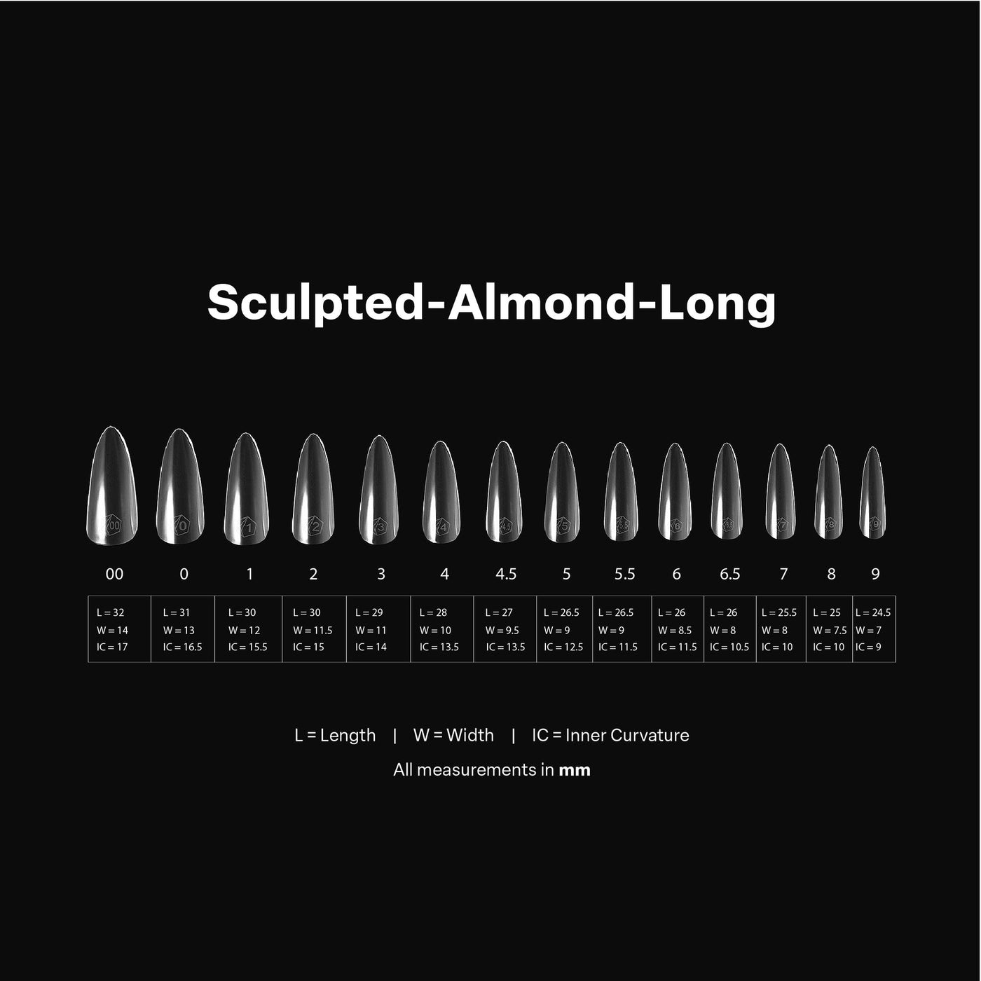 APRES - Gel-X Sculpted Almond Long 2.0 Box of Tips 14 sizes