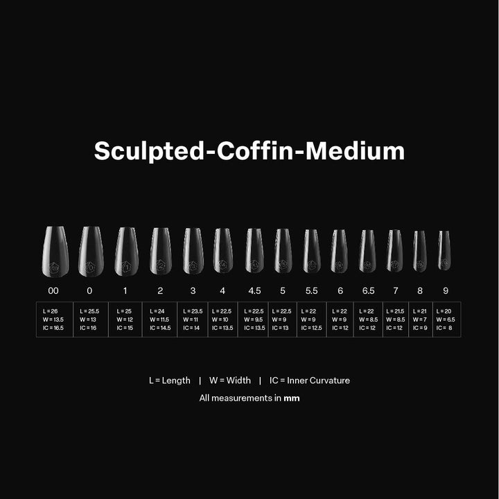 APRES - Gel-X Sculpted Coffin Medium 2.0 Box of Tips 14 sizes