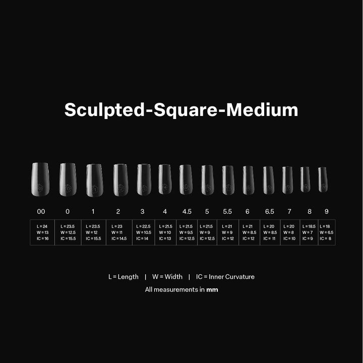 APRES - Gel-X Sculpted Square Medium 2.0 Box of Tips 14 sizes