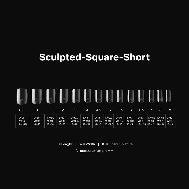APRES - Gel-X Sculpted Square Short 2.0 Box of Tips 14 sizes