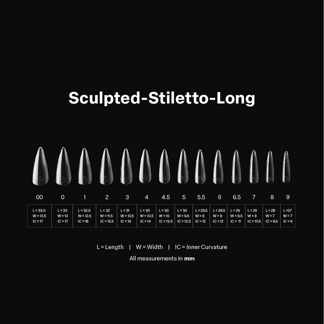 APRES - Gel-X Sculpted Stiletto Long 2.0 Box of Tips 14 sizes