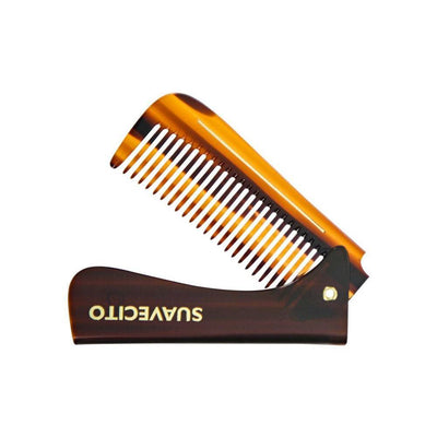 SUAVECITO - Deluxe Folding Handle Comb - 6.5" Amber