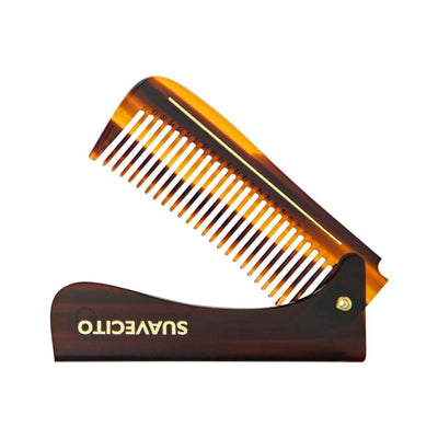 SUAVECITO - Deluxe Folding Handle Comb - 8" Amber