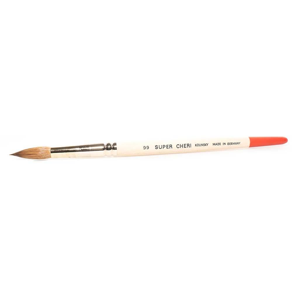 SUPER CHERI - Kolinsky Acrylic Brush (99) #18 (White w/ Red Tip)