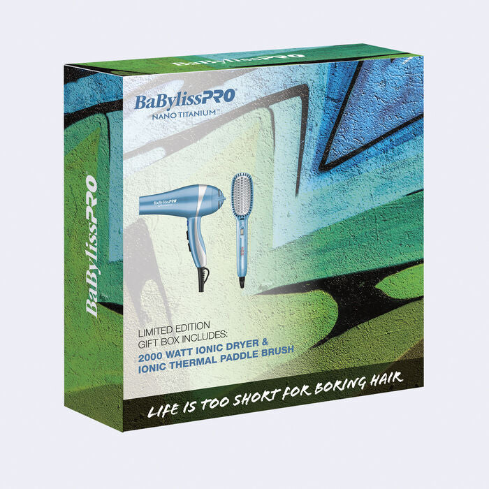 BaBylissPRO - Limited Edition Gift Box - Nano Titanium Dryer &amp; Ionic Thermal Paddle Brush