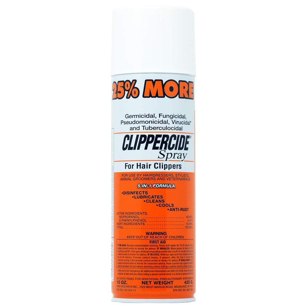 KING RESEARCH - Clippercide Disinfectant Lubricant Spray For Hair Clippers 15oz.