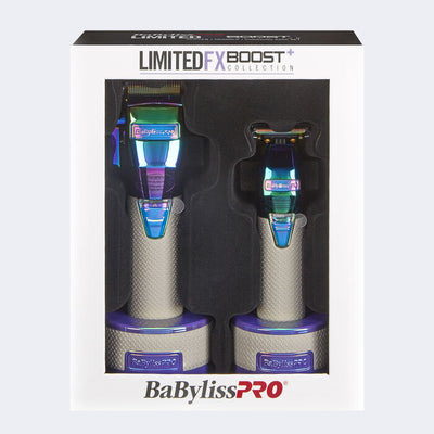 BABYLISSPRO - LIMITEDFX BOOST+ COLLECTION WITH CLIPPER, TRIMMER & CHARGING BASE SET - IRIDESCENT