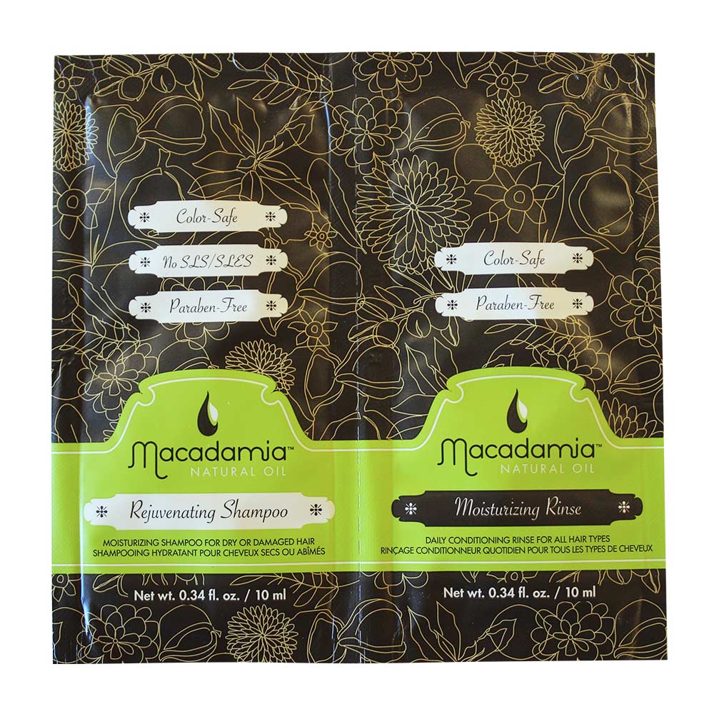 MACADAMIA - Rejuvenating Shampoo/Moisturizing Rinse Duo Packette .34oz./10ml. ea