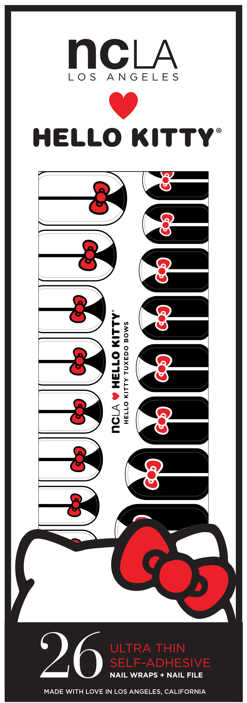 NCLA Hello Kitty Nail Wraps - Tuxedo Bows